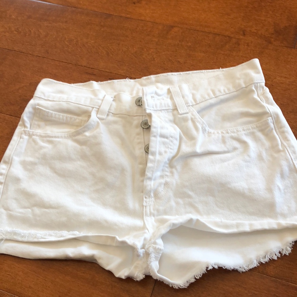 White denim cutoff shorts
